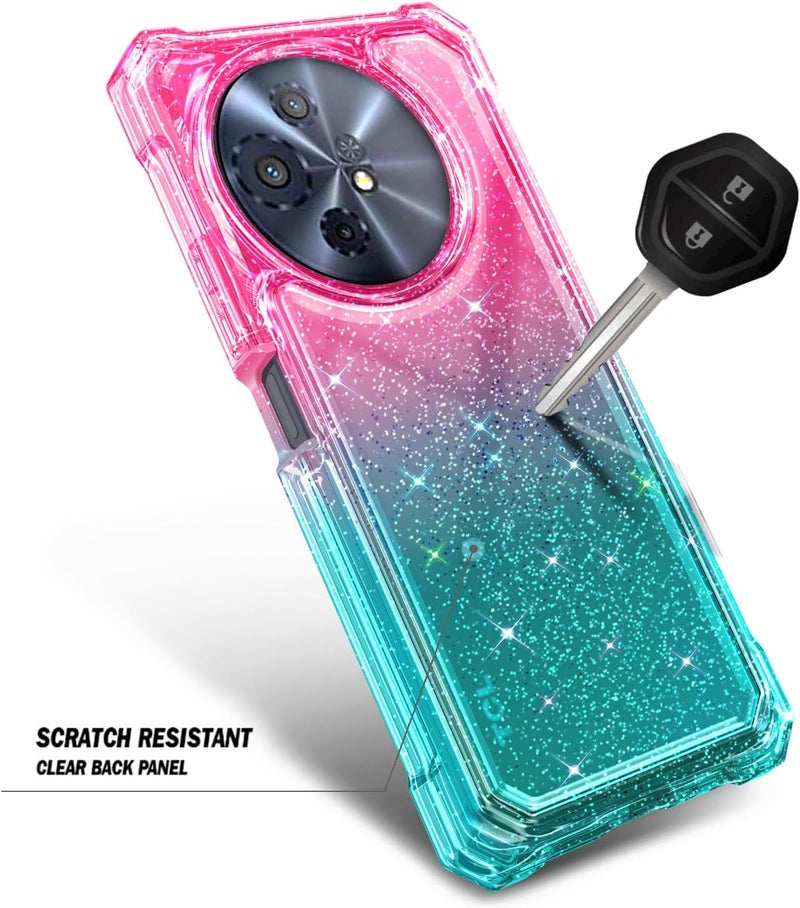 WDHD Designed for TCL 50 XL 5G & TCL 50 XL/60 XE NXTPAPER 5G Phone Case, Glitter Pink/Aqua | Full-Body Protective Shockproof Rugged Bumper Cover with Screen Protector, Raised Corners Drop Protection - Image 5
